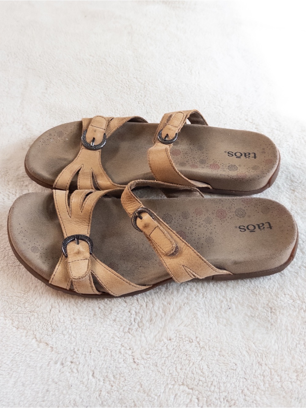 Taos Tan Leather Comfort Slide Sandals Women’s Size 9 - Picture 3 of 7